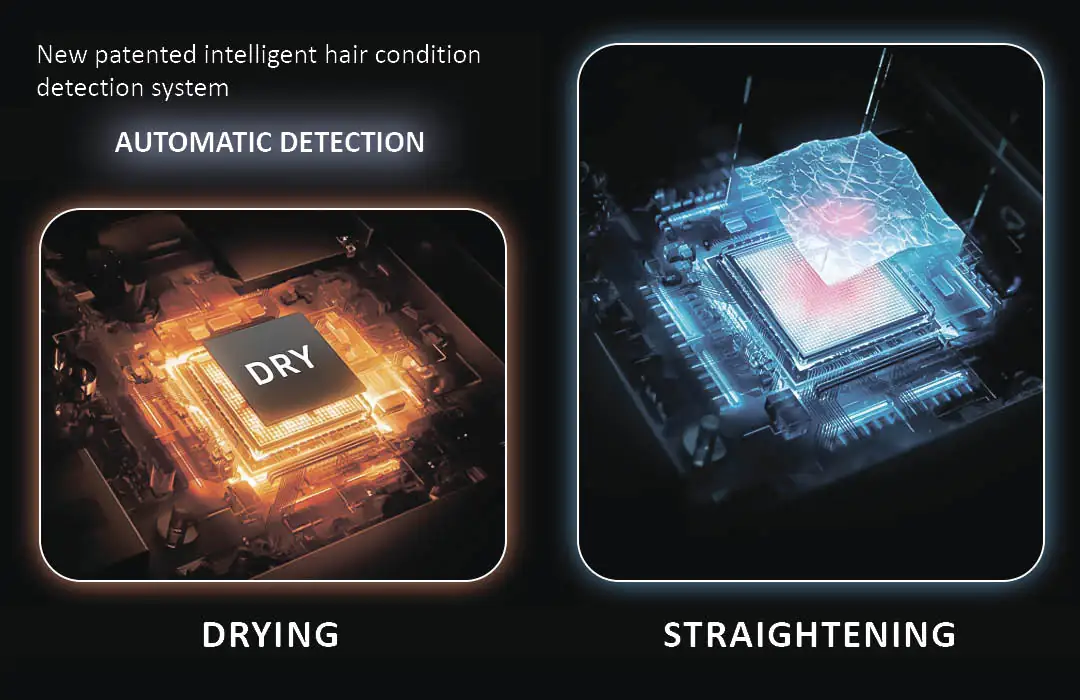 Automatic control of hair drying and straightening with the Daiwall AirStrait DF-08 Hair Dryer